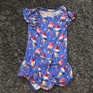 Little Dreamers Blue Ice Cream Print Baby Romper bamboo size 12-18 months